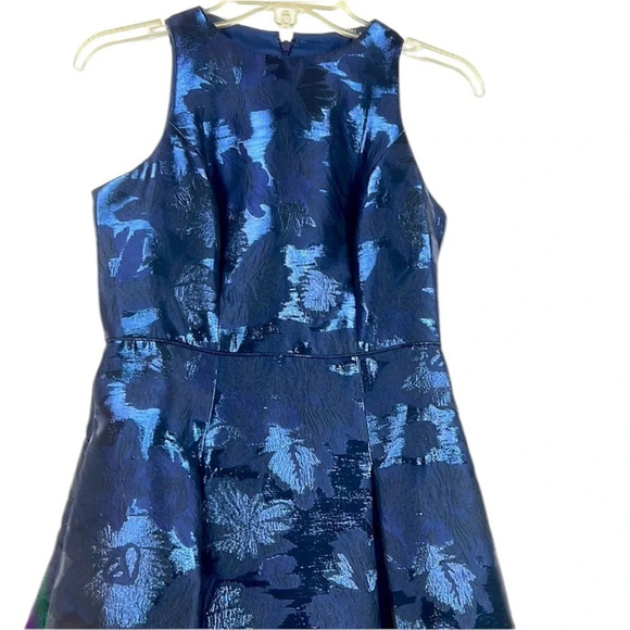Aidan mattox navy metallic jacquard ball gown size 2 - Picture 9 of 12